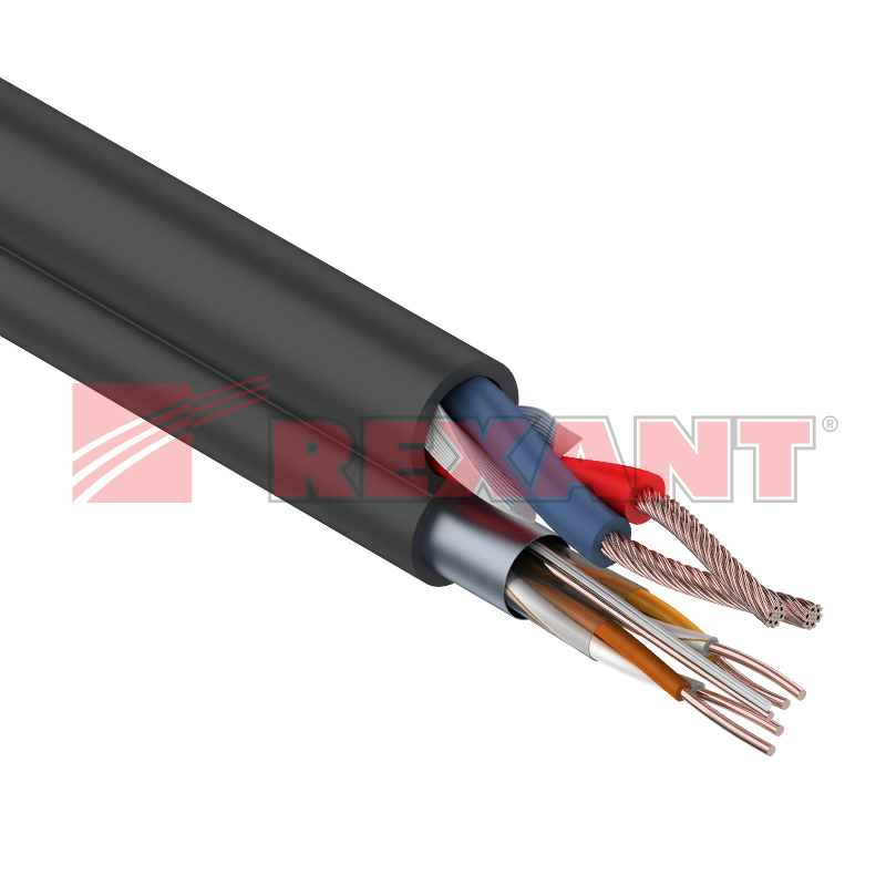 Мульти-кабель  FTP  2PR  24AWG  CAT5e + 2х0.75мм² (Rexant 01-4042)