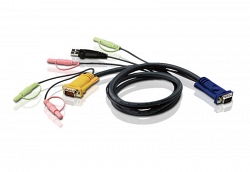 KVM-Кабель ATEN USB(тип А Male)+HDB15(Male)+2хАудио(Male) - SHDB15(Male) 3м, черный, 2L-5303U